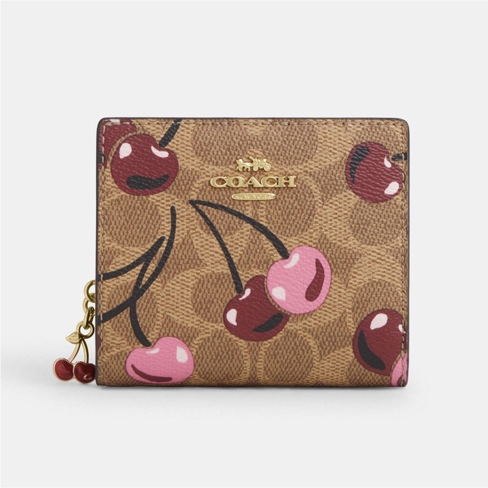 Coach small wallet in cherry print